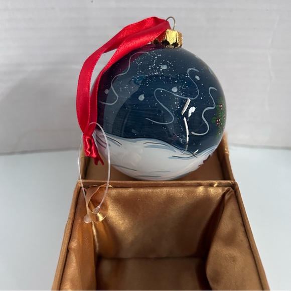 Christmas Tree Ornament SNOWMAN Blown Glass Hand Blown INSIDE-Painted - Picture 3 of 12